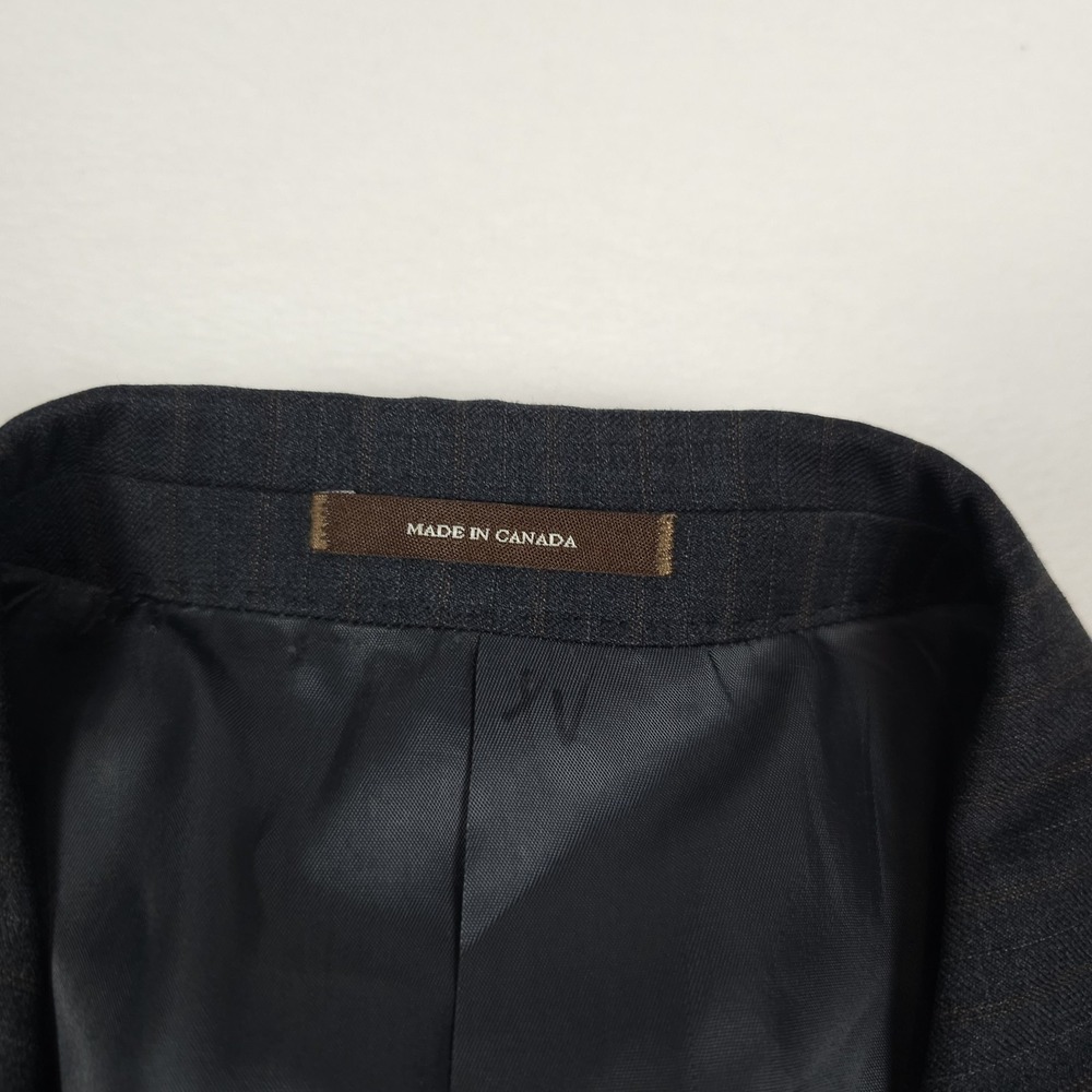 Peter Millar Jacket Mens 44T Dark Gray Plaid 100% Wool Sport Coat Blazer - Picture 4 of 14